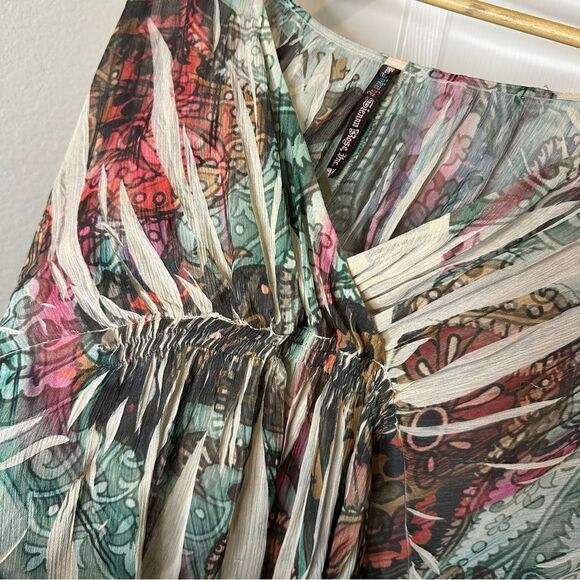 Y2K Mushka By Sienna Rose Multicolor Pleated Burnout Tunic Caftan Fairy Ethereal - Picture 4 of 8